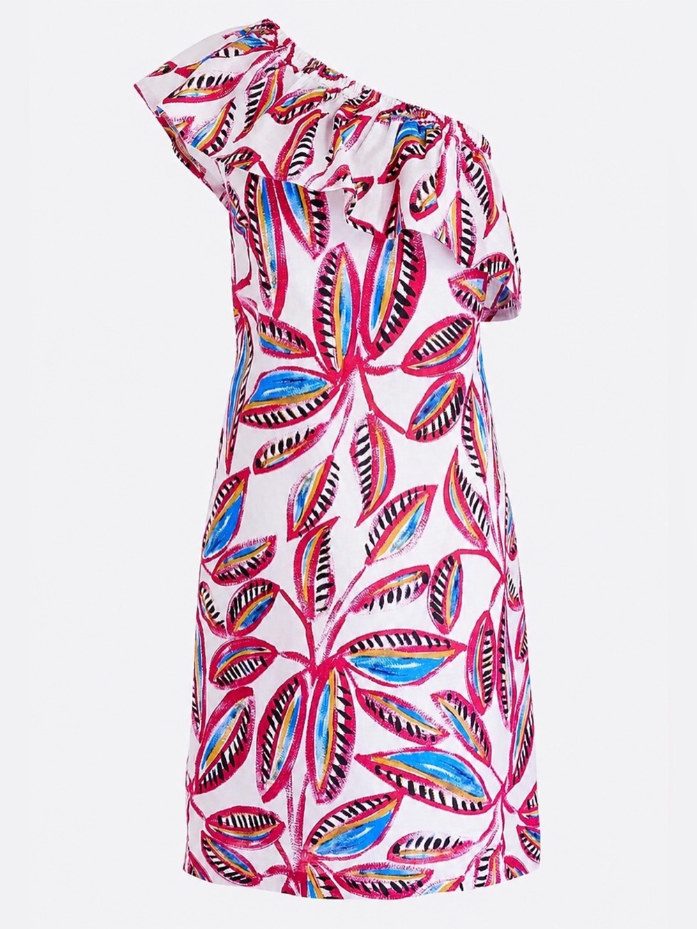 J Crew Factory one shoulder linen blend vibrant floral mini dress, XS